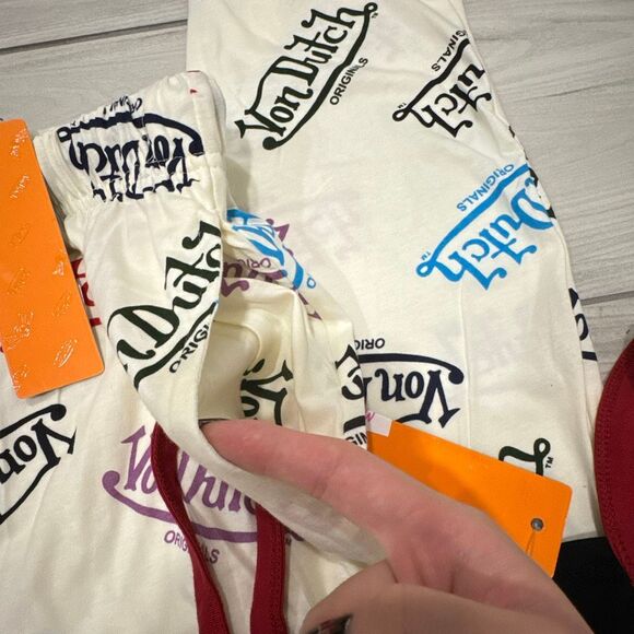 NWT Von Dutch Pajama Set Size Women's Small   super colorful rainbow text with l - Picture 8 of 8